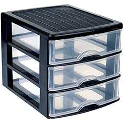 Plastic Forte, Cajonera Guadiana sobremesa, Negro, 3 Cajones