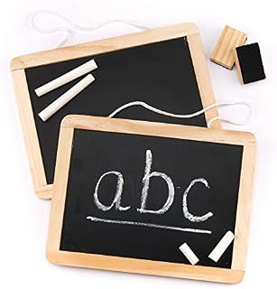 Baker Ross AR287 Wooden Chalk Board Sets - perfect Craft Supplies For Boys and Girls (Pack of 2), Black, 21cm x 16cm