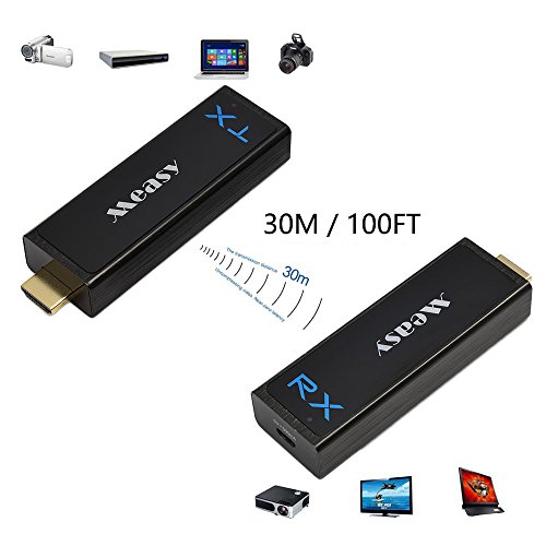 measy Wireless HD Transmitter and Receiver HD Extender 30M/100Feet Support 1080P 3D Video from Laptop PC PSP Xbox Camera to Projector HDTV Monitor – Black