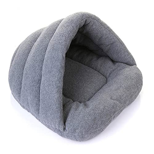Cozy Igloo-Style Dog Bed in Grey, Burgundy, Green, Brown - Soft Cloth Pet Cuddler, Non-Slip Base, Sizes S, M, L