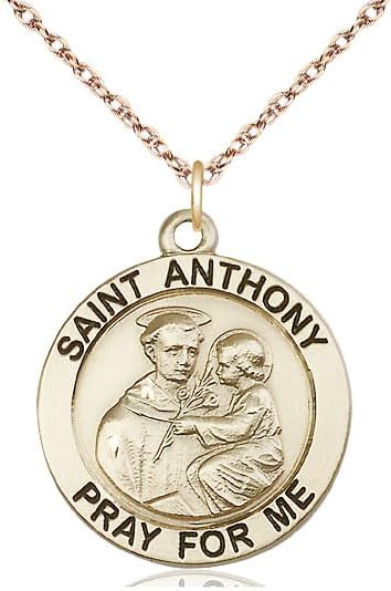 14kt Gold Filled St Anthony Pendant on a 20 inch Gold Filled Light Rope Chain.