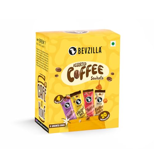 Image of Bevzilla Coffee Combo Pack | Gold Brew, Hazelnut & Classic 0.9g Sachets with 20 Assorted | Instant Single Serve Coffee Variety Box