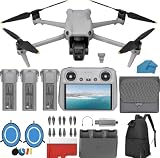 DJI Air 3 Drone Fly More Combo with DJI RC 2 Screen Remote Drone with 4K HDR, 46-Min Max Flight Time, 48MP Bundle with 128 GB Micro SD Card, 3.0 USB Card Reader, Landing Pad, Waterproof Backpack and More