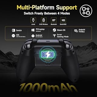 EasySMX Manette PC Sans Fil avec Boutons Silencieux/RGB/Déclencheurs Hall à Deux Niveaux/Joystick Sans Dérive, X05PRO Contrôleur Mobile pour PC/Switch/Android/iOS/Steam/Android TV Box, 1000 mAh, Noir