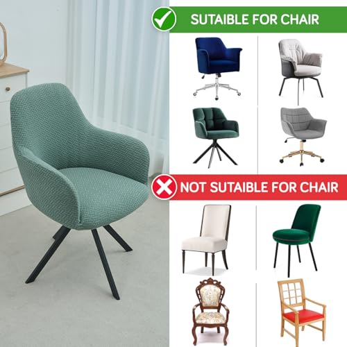 Image of HOKIPO Premium Jacquard Fully Covered Cover for Swivel Dining Chair with Arms, Pack of 2, Green (AR-5356-GR*2)