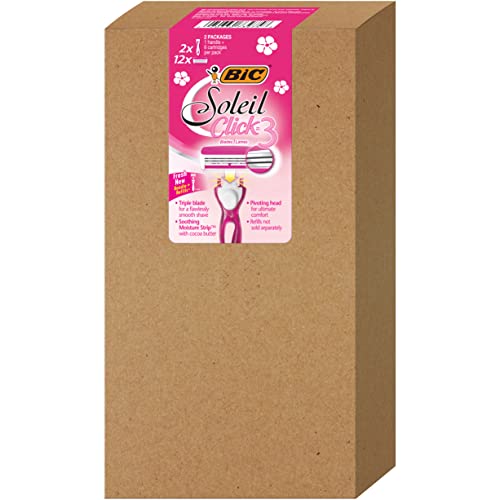 Bic Click 3 Soleil Women's Disposable Razors, 3 Blades With A Moisture Strip For A Smoother Shave, 12 Piece Razor Set #TOP1