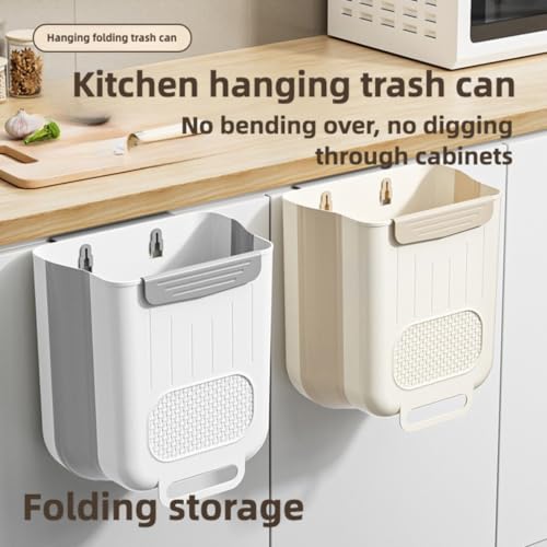 Caneca de basura plegable de pared para cocina blanca miniatura 5