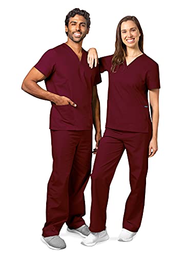 Adar Universal Unisex Scrubs - Unisex Drawstring Scrub Set - 701 - Burgundy - S #TOP4