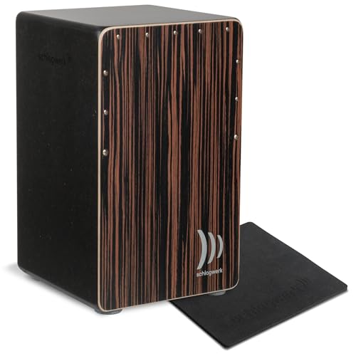 Schlagwerk CP432 Cajon 2inOne deluxe, SPL Korpus mit Makassar-Furnier - ultra-sensible Snare-Ansprache durch 2x 42 Snare Spiralen! Ausgewogen - Inklusive Sitzkissen - Made in Germany