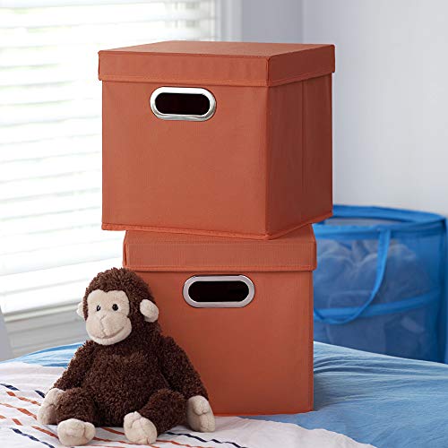 Household Essentials 32-1 Decorative Storage Cube Set With Removable Lids | Orange | 2-Pack #TOP3