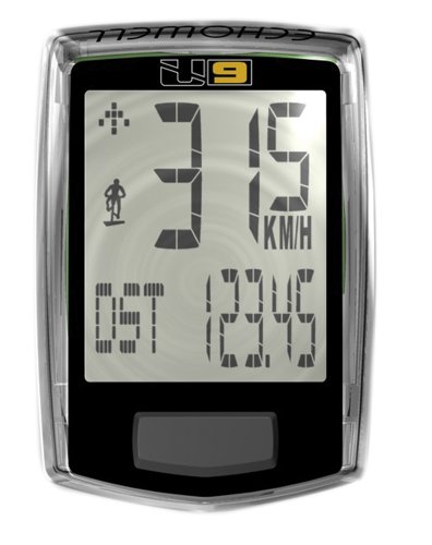 Impermedabile Echowell, Cyclecomputer U9 9 Functions Black-Wired Unisex Adulto, Nero, Taglia Unica