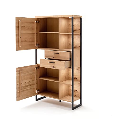 Lomadox Wohnwand Set mit Couchtisch, Eiche Bianco geölt, inkl. LED Beleuchtung und Fernbedienung – Bild 6