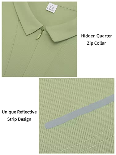 Marami Zipper Polo Shirts For Men - Lightweight Soft Golf Athletic Polo Shirts Short Sleeve Dry Fit Wicking Quarter Zip Pullover Light Grayish Green Size Xxl #TOP4