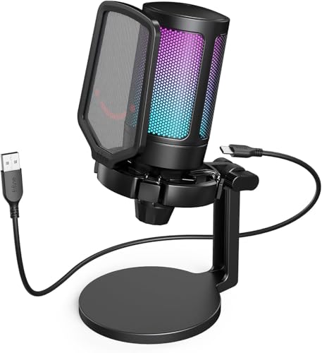 AmpliGame Fifine USB Microphone for PC Gaming, Computer Desktop S...