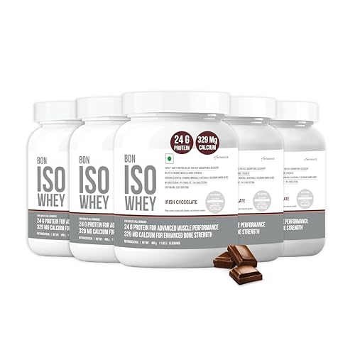 Image of 100% Protein Isolate, Irish Chocolate | 2.25kg, 75 Servings in Pack of 5 | Muscle Strength and Bone Health | 24g Protein, 329 mg Calcium, 5.5g BCAA, Essential Vitamins, Minerals | For All Gender | Athletes, Sports, Fitness Enthusiasts
