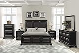 Roundhill Furniture Renova Wood Bedroom Set, Queen Panel Bed, Dresser, Mirror, Two Nightstands, Chest, Vintage Black