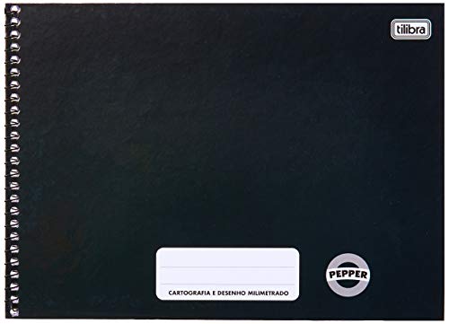 Tilibra - Caderno Esp CD Cartografia Sem Seda Milimetrado Pepper Preto 80 Folhas Multicor, 1 unidade