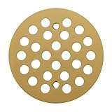 Pickwe Tapa redonda de desagüe de ducha atornillada de 4-1/4 pulgadas de repuesto de acero inoxidable 304 con tornillos dorados cepillados