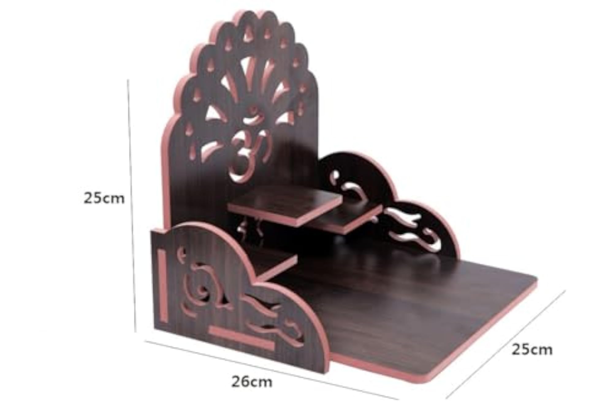 Premium Dark Walnut Wall Mounted Pooja Mandir