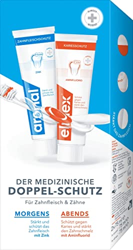 ELMEX aronal und elmex Doppel-Schutz Zahnpasta für Zahnfleisch & Zähne 2er Doppelpack (2 x 150ml)
