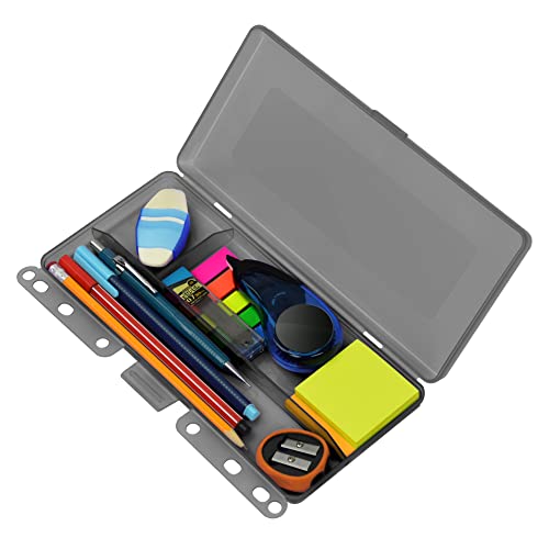 Acrimet Estojo Universitário Teen Box para Fichário, Plástico com Furação Universal, Cor Fumê