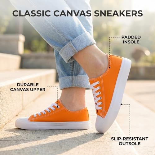 Image of Canvas Shoes for Women, Women's Fashion Sneakers | Casual Low Top, Lace Up, Rubber Sole, Canvas Upper, Cushioned Insole