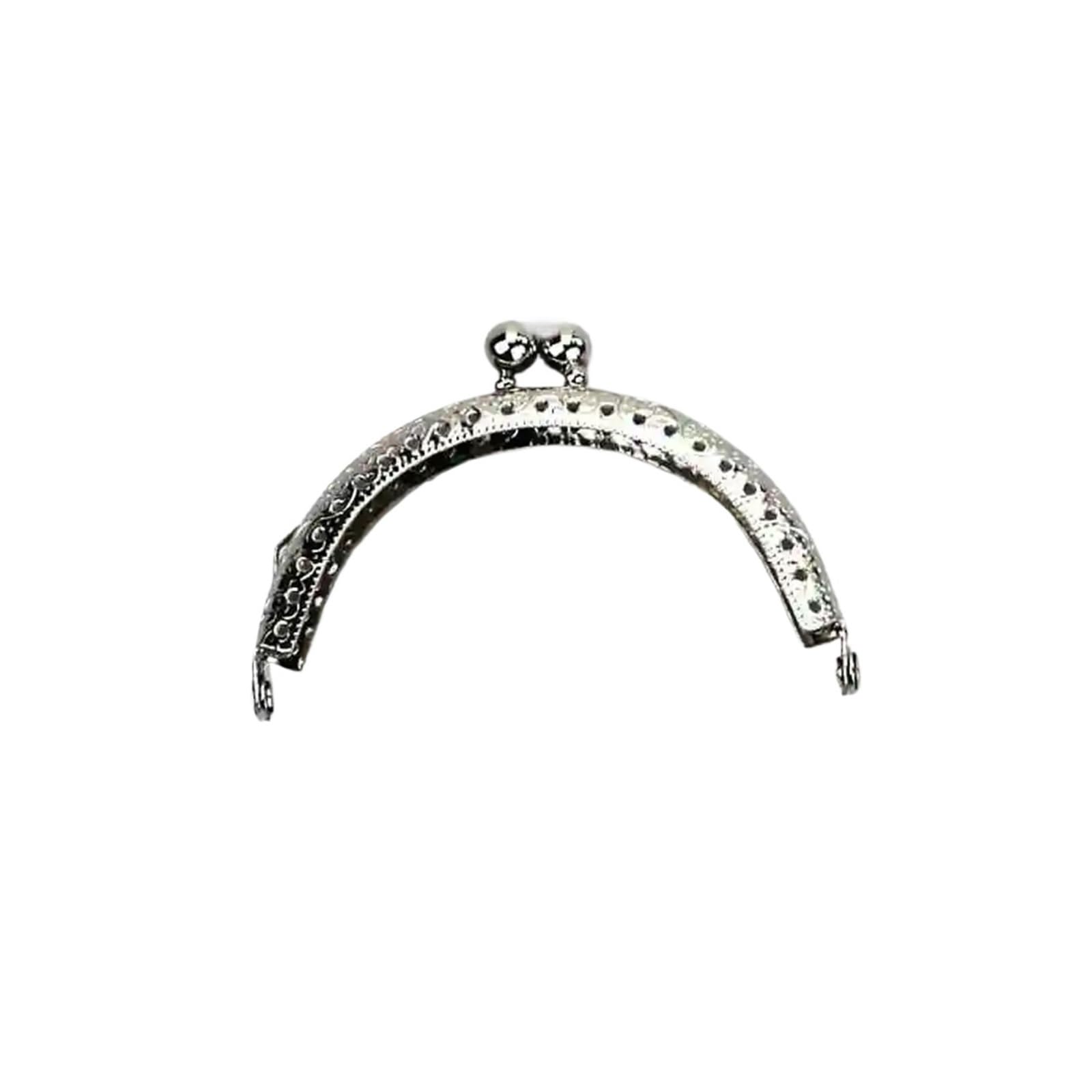 PVUVTNAHW 5Pcs 8.5CM Size Double Bead Semicircular Metal Purse Frame Kiss Clasp Clutch DIY Bag Accessory(Silver)
