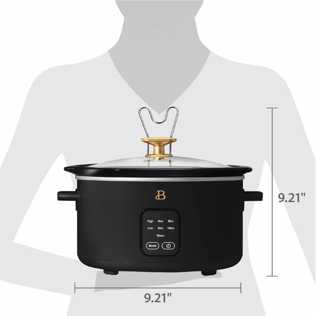 4-Quart Slow Cooker with Touch-Activated Display, Programmable Digital Controls, Removable Non-Stick Pot, Keep Warm Function (Black Sesame)