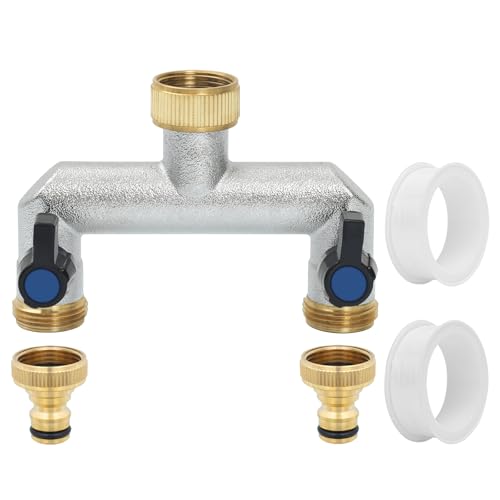 Votoko Robinet Distributeur 2 Voies, Adaptateur de Tuyau D'arrosage 3/4, Distributeur D'eau à 2 Voies de avec à Boisseau Sphérique, Vanne 2 Voies...