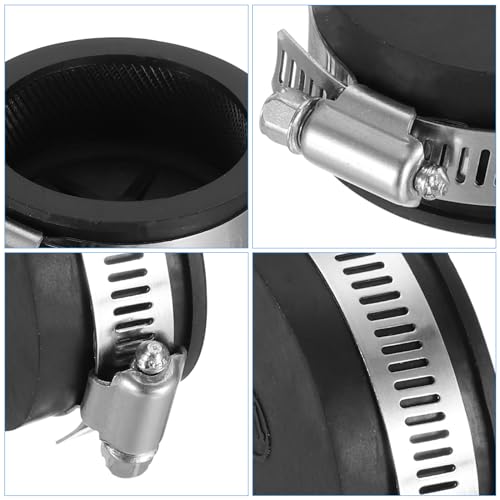 Image of PATIKIL 2 Inch PVC Pipe Cap, 1 Pcs Steel Mechanical Test Plug with Stainless Steel Clamps Sewer Cleanout Cover, Black