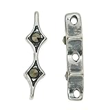 Größe: 13,2 mm x 3,4 mm Abstandhalter aus 925er Sterlingsilber, 3 Stränge, Markasit, 12,8 mm, 2 Stück
