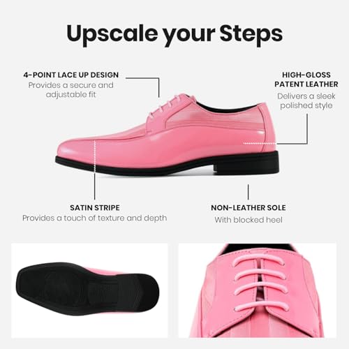 Image of Viotti 179, Casual Dress Oxford Shoes for Men, Satin Striped Lace-Ups, Men's Business Casual Leather & Satin Shoe, for All Formal Occasions