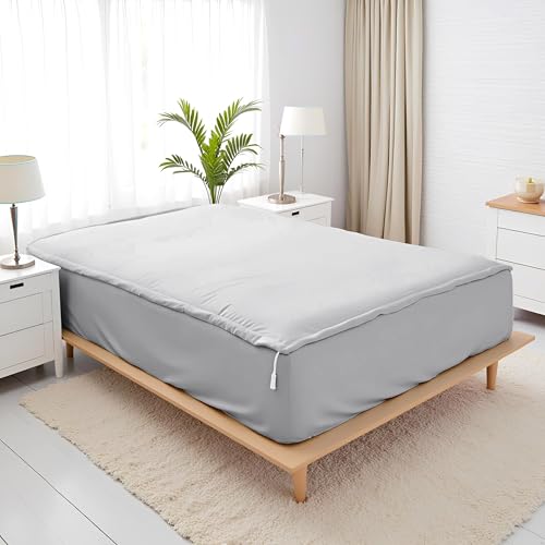 Zip On Sheets Queen Size-2 Zip Sheets + 1 Base 16in Deep Silver Gray