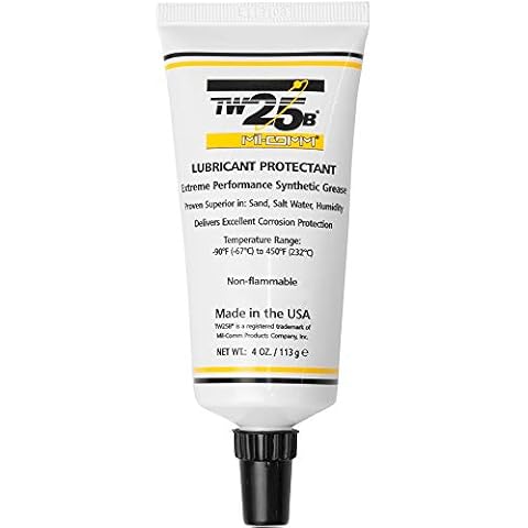 Mil-Comm TW25B Premium Firearm and Gun Grease 4-Ounce Tapered Tip Tube, Synthetic Lubricant Cover