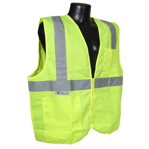 Radians 2 Pockets High Visibility Neon Green Zipper Front Safety Vest With Reflective Strips - Meets Ansi/Isea Standards, Size Xxlarge #TOP16