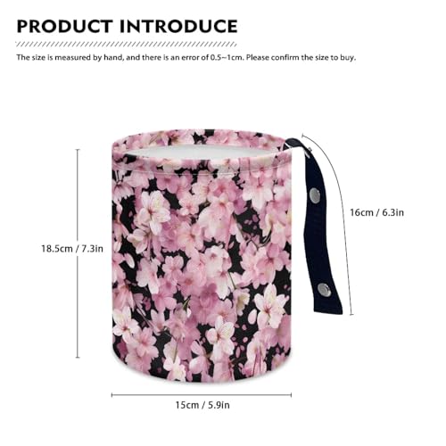 Image of Cherry Blossom Car Trash Can Collapsible Portable Car Garbage Bin for Front Seat, Back Seat, Floor, Headrest Rubbish Bin Universal Fit Small Trash Can