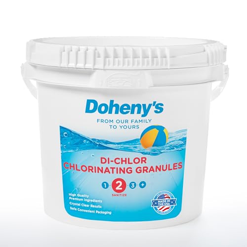 Dohenys Di-Chlor Granular Chlorine | Pro-Grade 3-in-1 Pool Sanitizer Shock & Algaecide | Fast-Dissolving Calcium-Free No Residue | 99.5% Sodium Dichlor with 56% Stabilized Chlorine | 25lb Bucket