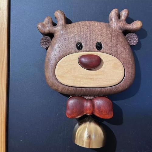 Sonnette de cerf mignonne en bois créative avec carillon magnétique - 4
