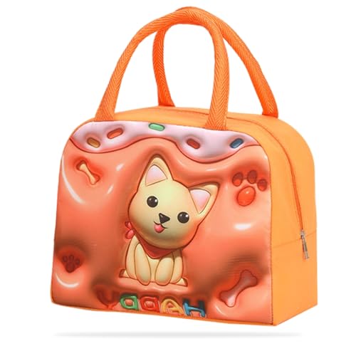 Image of Kraptick Compact & Stylish Design Printed Tiffin Bag for Children Insulated Lunch Bag for Kids Perfect Leakproof Keeps Hot and Cold Lunch Bag for School (Orange Shiba Inu)