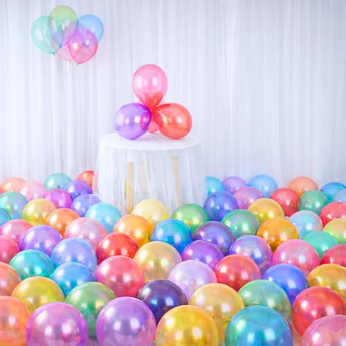 Image of 50 Pcs Multicolor Metallic Chrome Balloons for Birthday Decoration Items Anniversary Baby Shower Adults men women Year With Latex Transparent Metallic Balloon Happy Birthday Decorations Set Kit Combo