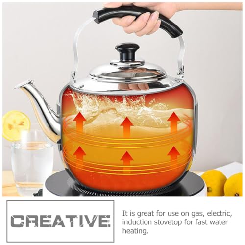 Hervidor de agua para estufa de gas con mango frío y silbato de 4 litros 6