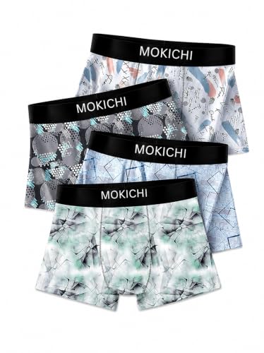 Image of Men's Printed Trunks | Boxer Brief Underwear with Broad Elastic Waistband and Contoured Pouch | Multicolour, Pack of 4