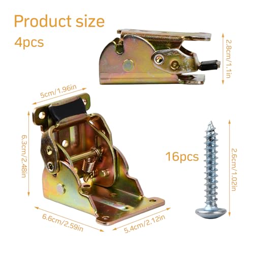 4 Pack Folding Table Leg Brackets Heavy Duty, Self Locking Hinge Hardware, 90° Folding Support Brackets with Screws - Image 2