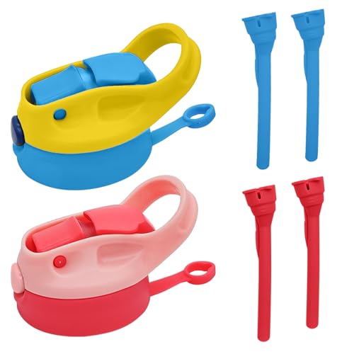Amgkonp 12oz Replacement Lid with 2 Straw for Kid Tumbler,2 PACK Leak-Proof and Spill-Proof Straw Lids for ZONEGRACE Mocaru,BPA Free,Inner Diameter2.4IN (Blue+Pink, 2 Pack)