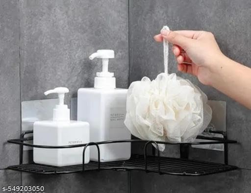 (Pack of 2) Multipurpose Self-Adhesive Kitchen Bathroom Corner Rack and Stands Mounted with Strong Magic Sticker Durable Hook Home Essentials/LCORNER/Bathroom Corner 2PIS 1