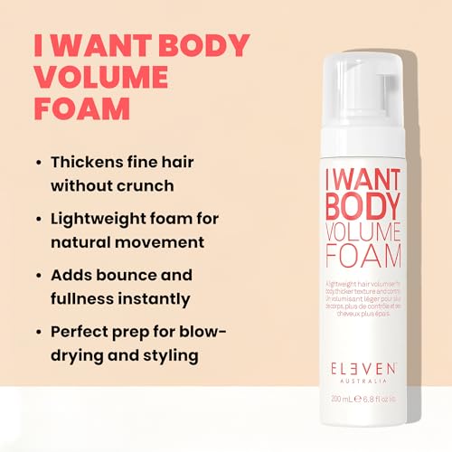 ELEVEN AUSTRALIA I Want Body Volume Foam - Lightweight Mousse for Hair Styling, For Women & Men, Adds Volume, Lift, & Texture, Ideal for Fine to Medium Hair Types - 6.8 fl oz - Image 2
