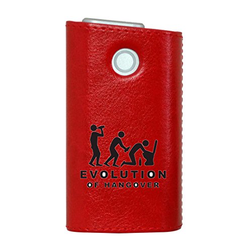 glo グロー グロウ 専用 レザーケース レザーカバー タバコ ケース カバー 合皮 ハードケース カバー 収納 デザイン 革 皮 RED レッド ユニーク 人物 トイレ 006168