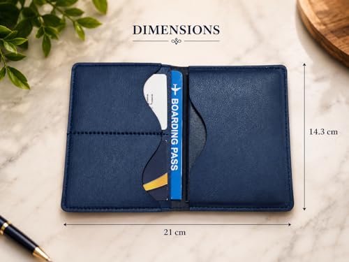 Image of Eco Leather Unisex Passport Cover and Luggage Tags (Navy Blue)