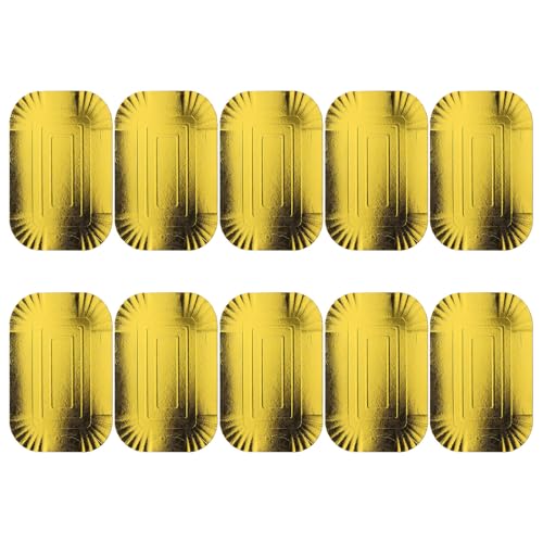 TEHAUX Platos Desechables 10 Unidades de Papel de Dorado Aptos para Alimentos, Bandejas Ligeras y Resistentes para Fiesta y Hotel