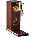 Custom Engraved Monogram 12 Options, Liquor/Bourbon Wooden Whiskey Dispenser Personalized Drink Pourer Premium Home Bar Gift for Men, Husband, Dad